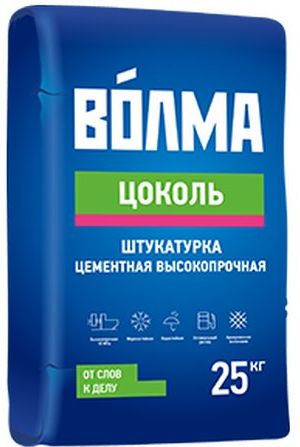 Штукатурка цементная ВОЛМА Цоколь, 25 кг купить в СОМ