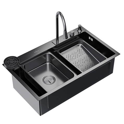 Мойка нержавеющая врезная Mixline Pro 750 х460 х215 мм, толщина 3 мм, графит купить в СОМ