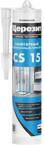 Герметик силиконовый Церезит CS15, санитарный, прозрачный, 280 мл купить в СОМ