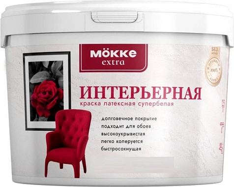 Краска акриловая Mokke Stroy, интерьерная, 3 кг купить в СОМ