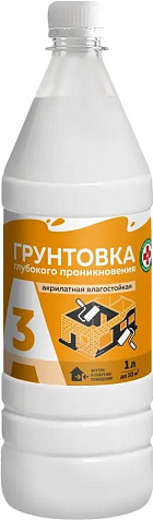 Грунтовка акриловая А3, глубокого проникновения, для наружных и внутренних работ, 1 кг купить в СОМ