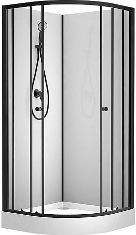 Кабина душевая Loranto CS-21800-100, 100 х100 х205, черный профиль, прозрачное стекло купить в СОМ