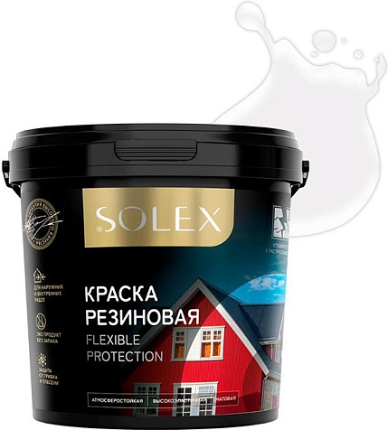 Краска резиновая Solex для фасадов и интерьеров, белый, 3кг купить в СОМ