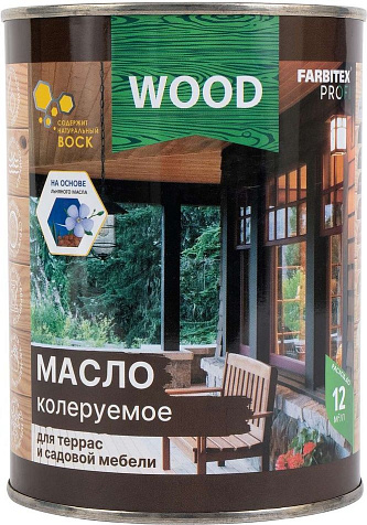 Масло Farbitex Profi Wood для террас и садовой мебели, белый, 0.75 л купить в СОМ