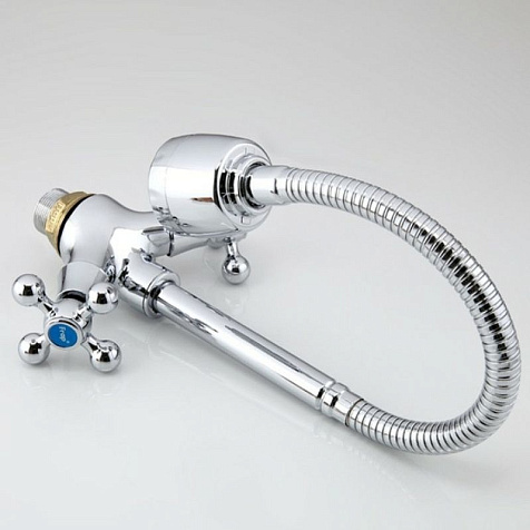 Смеситель для мойки Frap 4319, двухвентильный, гибкий излив купить в СОМ