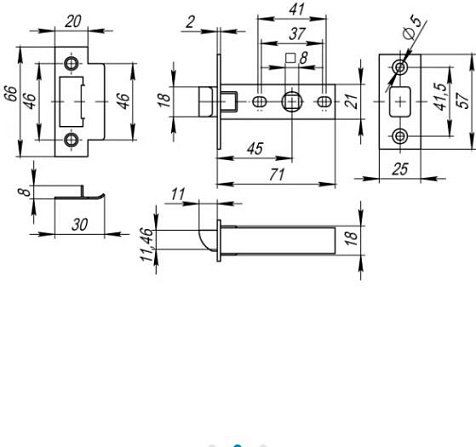 Защелка врезная FUARO PLASTP12-45-25 WH белый купить в СОМ
