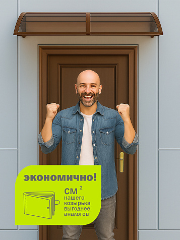 Козырек (навес) защитный усиленный профиль одинарный коричневый, ПК сотовый темный 6 мм, 993х1130х276 мм купить в СОМ