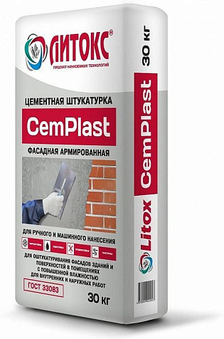 Штукатурка фасадная ЛИТОКС CemPlast, 30 кг купить в СОМ