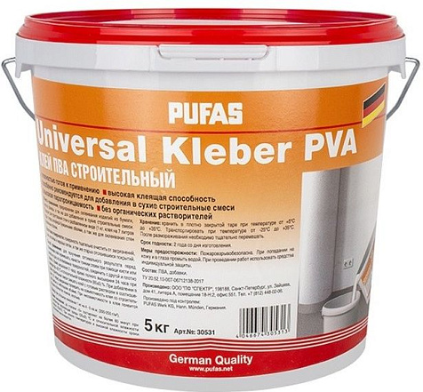Клей ПВА Pufas Universal Kleber, строительный, 5 кг купить в СОМ