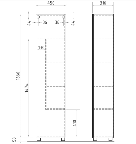 Пенал напольный Vigo Geometry 450, белый купить в СОМ