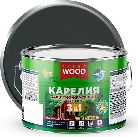 Состав защитно-красящий 3 в1 Карелия Wood Extra, скандинавия, 9 л купить в СОМ