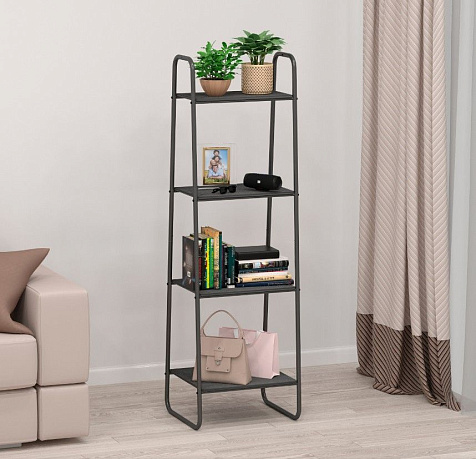 Стеллаж Скандинавия 14 450х385х1470 графит 4 полки купить в СОМ