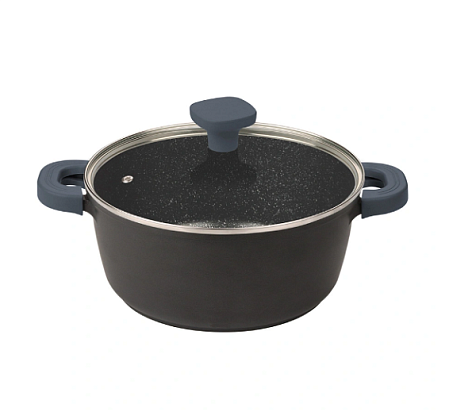 Кастрюля Шеф Андреа 3л алюминий с антипригарным покрытием и стеклянной крышкой купить в СОМ